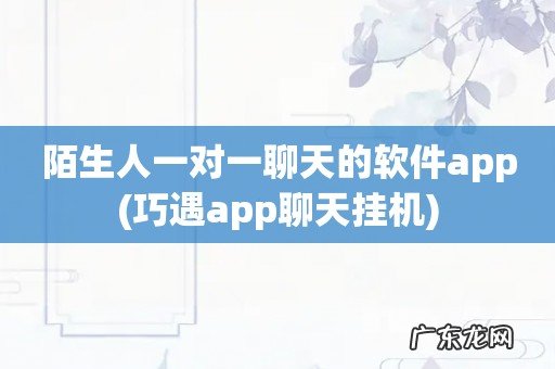 巧遇app聊天挂机 陌生人一对一聊天的软件app