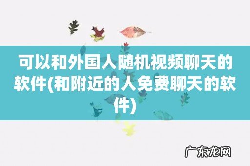 和附近的人免费聊天的软件 可以和外国人随机视频聊天的软件