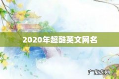 2020年超酷英文网名
