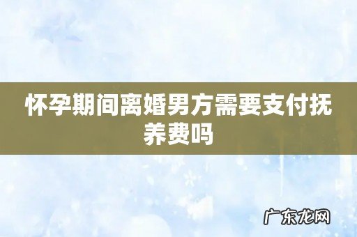 怀孕期间离婚男方需要支付抚养费吗
