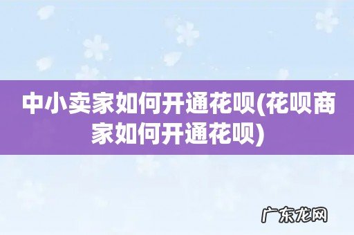 花呗商家如何开通花呗 中小卖家如何开通花呗