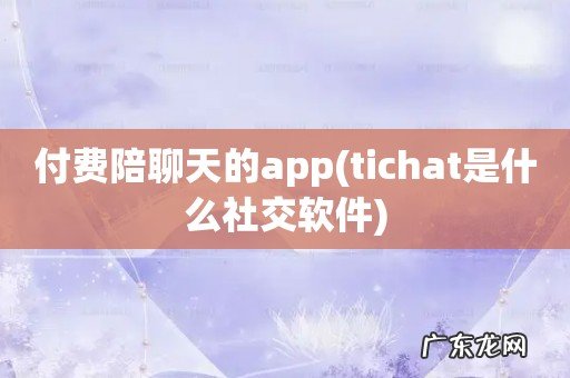 tichat是什么社交软件 付费陪聊天的app