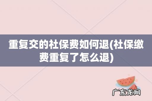 社保缴费重复了怎么退 重复交的社保费如何退