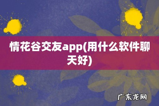 用什么软件聊天好 情花谷交友app