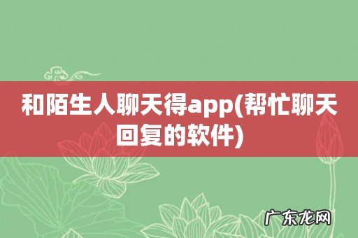 帮忙聊天回复的软件 和陌生人聊天得app