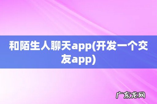 开发一个交友app 和陌生人聊天app