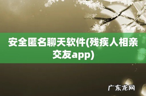 残疾人相亲交友app 安全匿名聊天软件