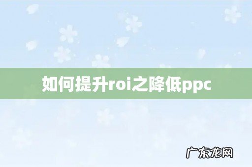 如何提升roi之降低ppc