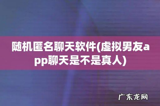 虚拟男友app聊天是不是真人 随机匿名聊天软件