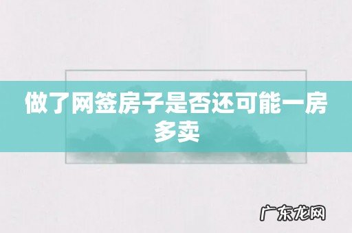 做了网签房子是否还可能一房多卖