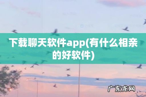 有什么相亲的好软件 下载聊天软件app