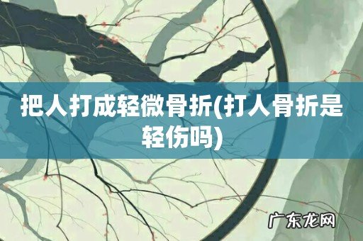 打人骨折是轻伤吗 把人打成轻微骨折