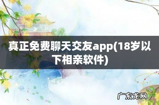 18岁以下相亲软件 真正免费聊天交友app