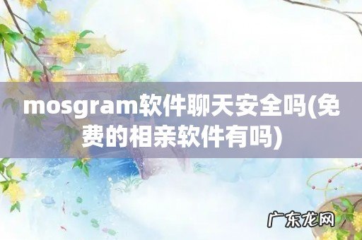 免费的相亲软件有吗 mosgram软件聊天安全吗