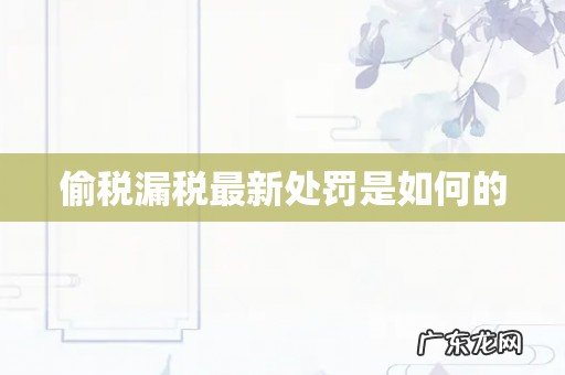 偷税漏税最新处罚是如何的