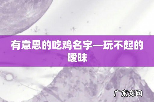 有意思的吃鸡名字—玩不起的暧昧