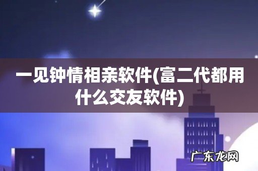 富二代都用什么交友软件 一见钟情相亲软件