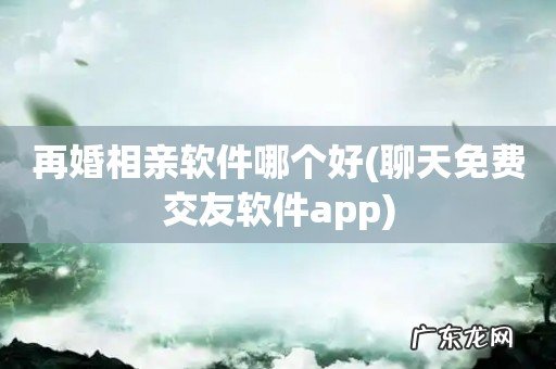 聊天免费交友软件app 再婚相亲软件哪个好
