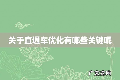 关于直通车优化有哪些关键呢