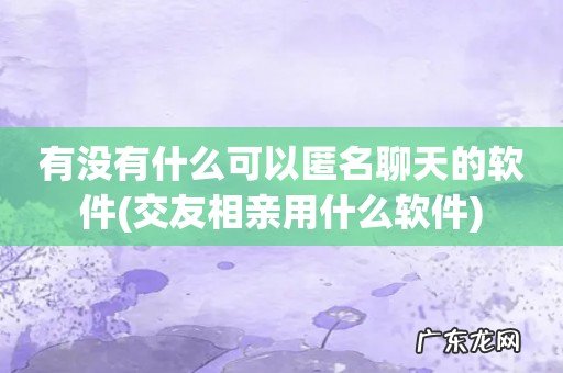 交友相亲用什么软件 有没有什么可以匿名聊天的软件