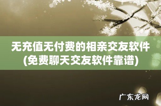 免费聊天交友软件靠谱 无充值无付费的相亲交友软件