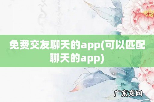 可以匹配聊天的app 免费交友聊天的app
