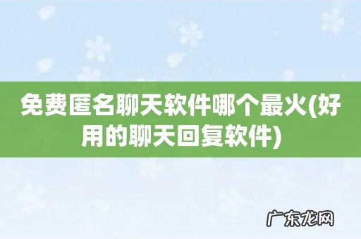 好用的聊天回复软件 免费匿名聊天软件哪个最火
