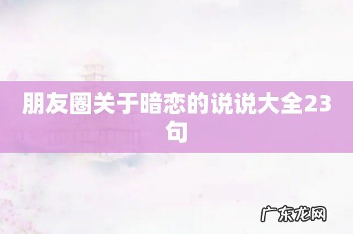 朋友圈关于暗恋的说说大全23句