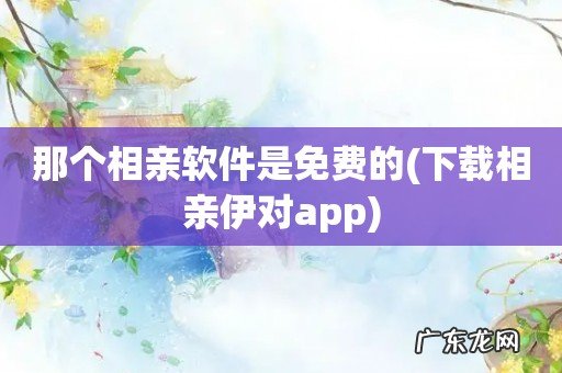 下载相亲伊对app 那个相亲软件是免费的