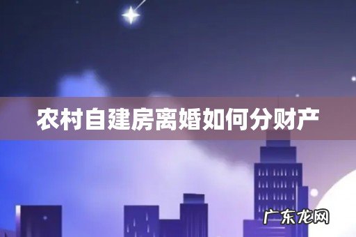 农村自建房离婚如何分财产