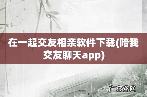 陪我交友聊天app 在一起交友相亲软件下载