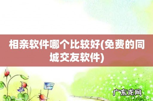 免费的同城交友软件 相亲软件哪个比较好