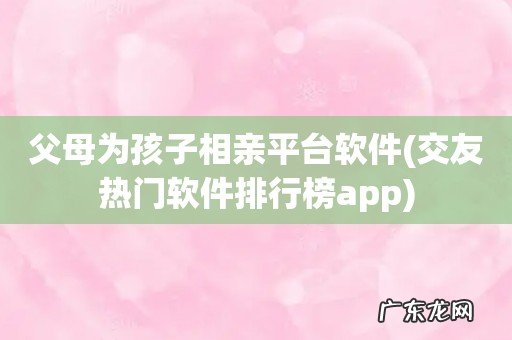 交友热门软件排行榜app 父母为孩子相亲平台软件