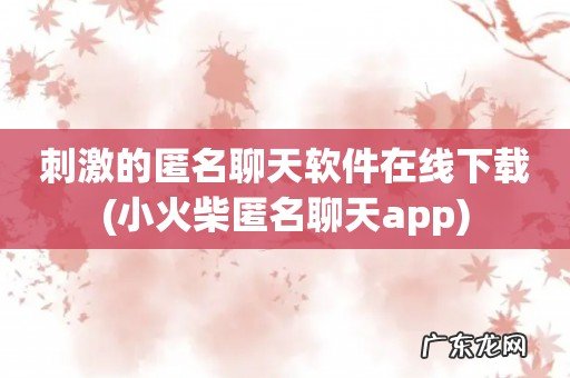 小火柴匿名聊天app 刺激的匿名聊天软件在线下载