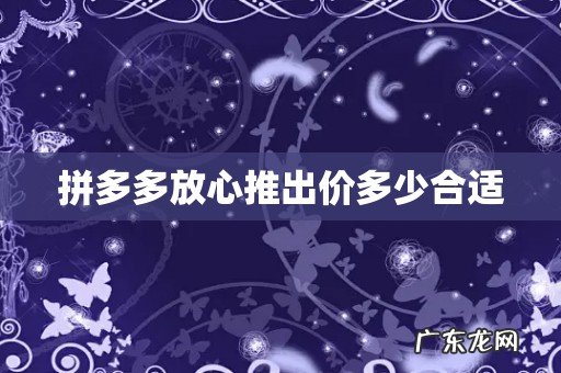 拼多多放心推出价多少合适