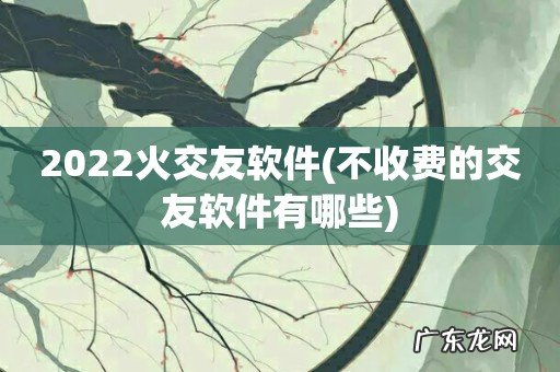 不收费的交友软件有哪些 2022火交友软件