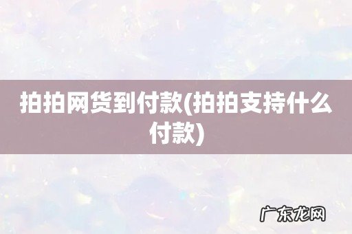 拍拍支持什么付款 拍拍网货到付款