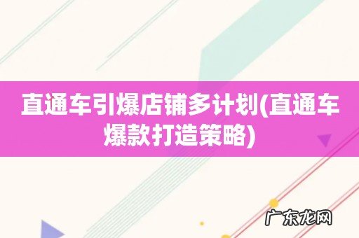 直通车爆款打造策略 直通车引爆店铺多计划
