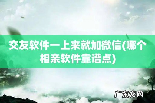 哪个相亲软件靠谱点 交友软件一上来就加微信