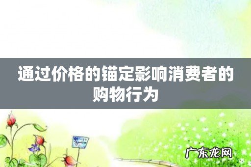 通过价格的锚定影响消费者的购物行为