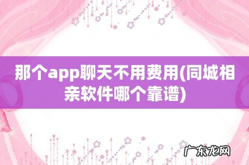 同城相亲软件哪个靠谱 那个app聊天不用费用