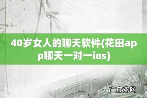 花田app聊天一对一ios 40岁女人的聊天软件