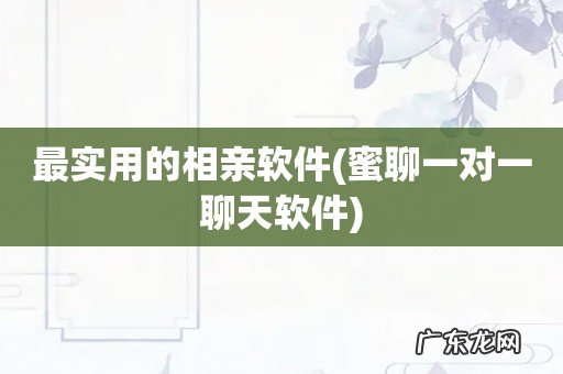 蜜聊一对一聊天软件 最实用的相亲软件