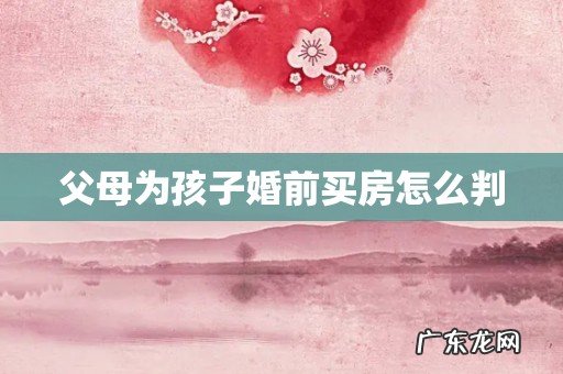 父母为孩子婚前买房怎么判