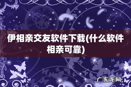 什么软件相亲可靠 伊相亲交友软件下载
