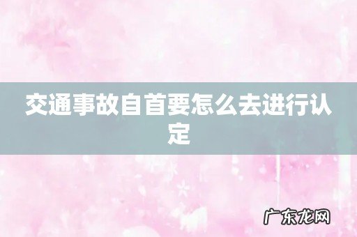 交通事故自首要怎么去进行认定
