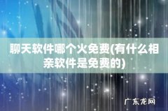 有什么相亲软件是免费的 聊天软件哪个火免费