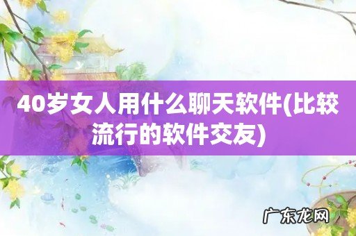 比较流行的软件交友 40岁女人用什么聊天软件