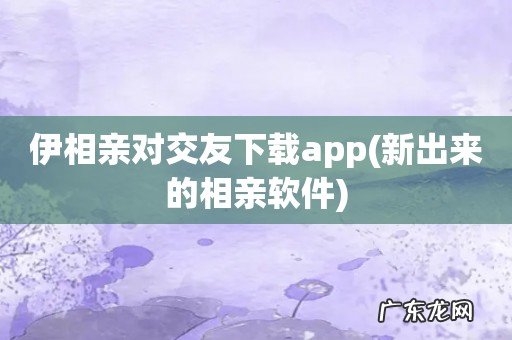 新出来的相亲软件 伊相亲对交友下载app