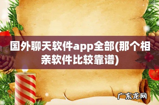 那个相亲软件比较靠谱 国外聊天软件app全部